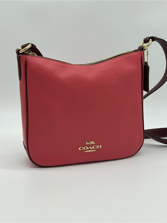 Coach Handbags - Coach Pebbled Leather Crossbody in Coral Red with Gold Hardware